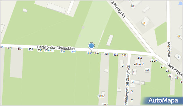 Radomsko, Batalionów Chłopskich, 382, mapa Radomsko
