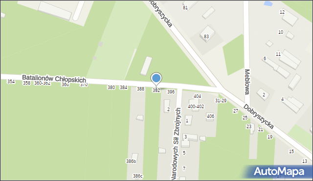 Radomsko, Batalionów Chłopskich, 392, mapa Radomsko