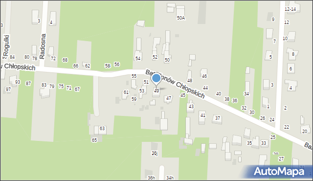 Radomsko, Batalionów Chłopskich, 49, mapa Radomsko