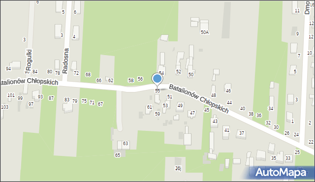 Radomsko, Batalionów Chłopskich, 55, mapa Radomsko