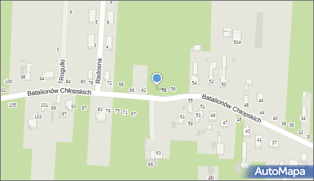 Radomsko, Batalionów Chłopskich, 60, mapa Radomsko