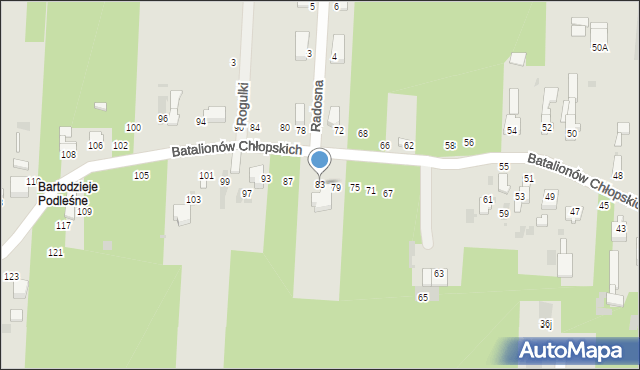 Radomsko, Batalionów Chłopskich, 83, mapa Radomsko