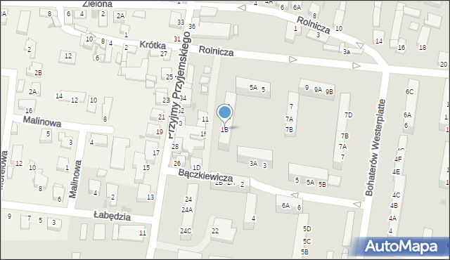 Rawicz, Bączkiewicza Feliksa, 1B, mapa Rawicz