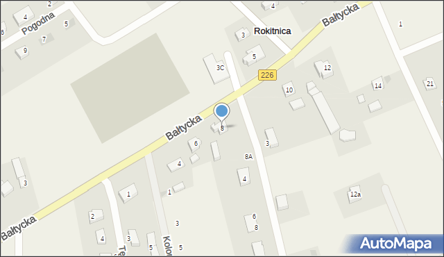 Rokitnica, Bałtycka, 8, mapa Rokitnica