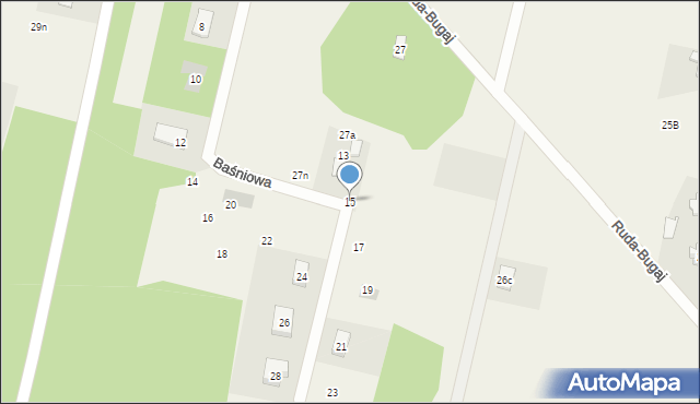 Ruda-Bugaj, Baśniowa, 15, mapa Ruda-Bugaj