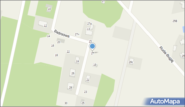 Ruda-Bugaj, Baśniowa, 17, mapa Ruda-Bugaj