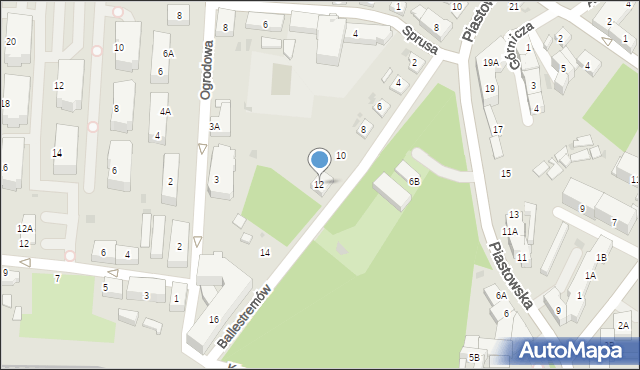 Ruda Śląska, Ballestremów, 12, mapa Rudy Śląskiej