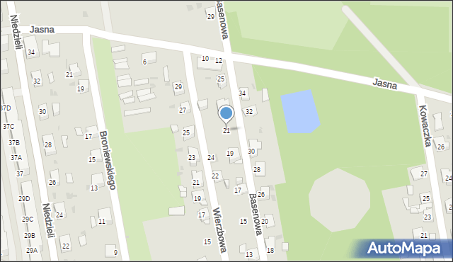 Ruda Śląska, Basenowa, 21, mapa Rudy Śląskiej