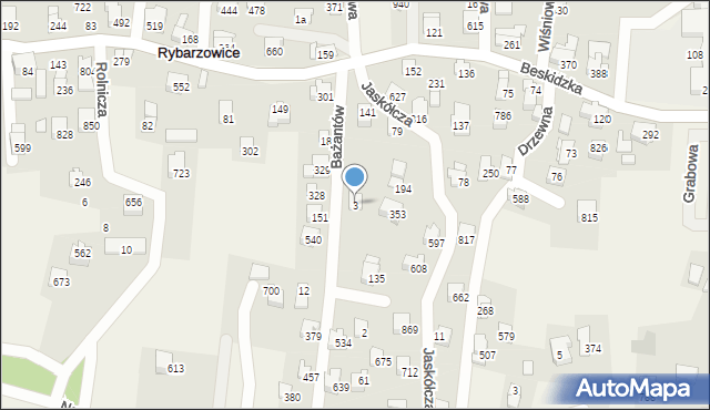 Rybarzowice, Bażantów, 3, mapa Rybarzowice