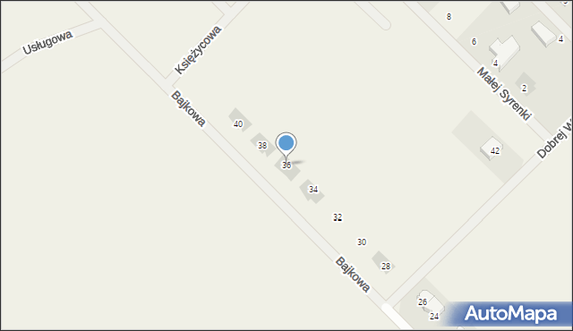 Rybienko Nowe, Bajkowa, 36, mapa Rybienko Nowe