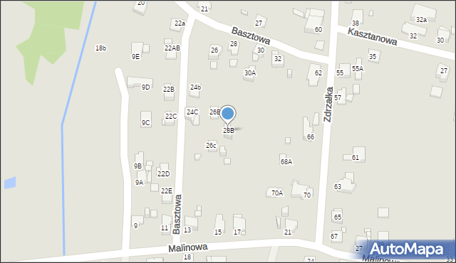 Rybnik, Basztowa, 28B, mapa Rybnika