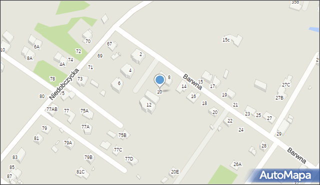 Rybnik, Barwna, 10, mapa Rybnika