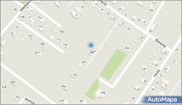 Rybnik, Barwna, 20E, mapa Rybnika