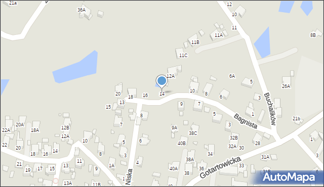 Rybnik, Bagnista, 14, mapa Rybnika