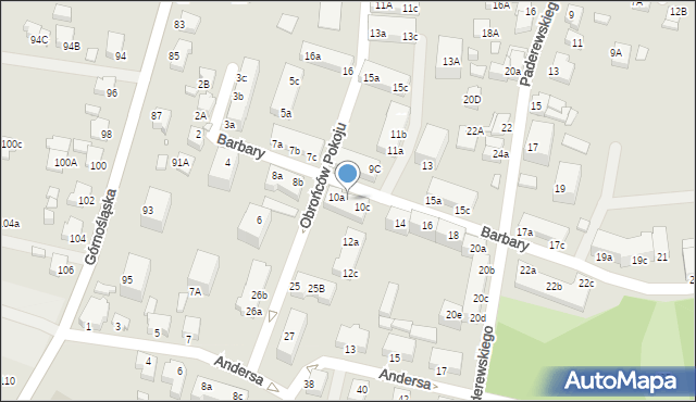 Rybnik, Barbary, 10b, mapa Rybnika