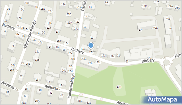 Rybnik, Barbary, 17c, mapa Rybnika