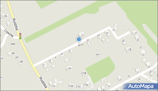 Rybnik, Batalionów Chłopskich, 14, mapa Rybnika