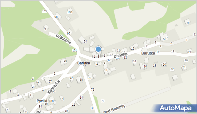 Rychwałdek, Barutka, 3, mapa Rychwałdek