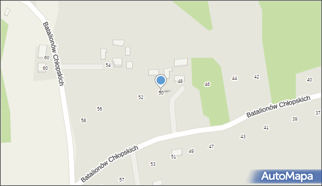 Ryglice, Batalionów Chłopskich, 50, mapa Ryglice