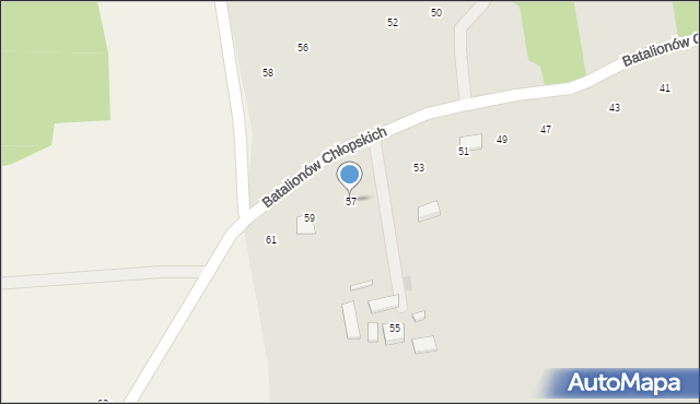 Ryglice, Batalionów Chłopskich, 57, mapa Ryglice