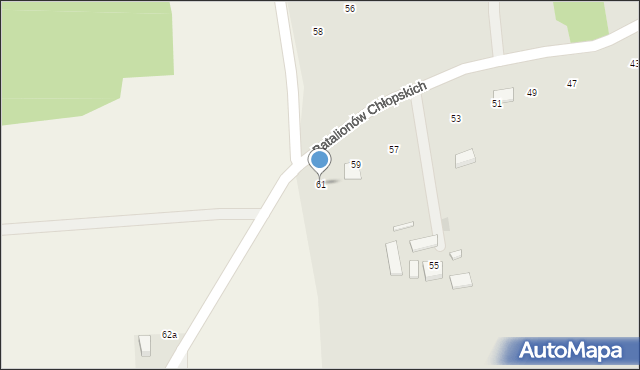 Ryglice, Batalionów Chłopskich, 61, mapa Ryglice