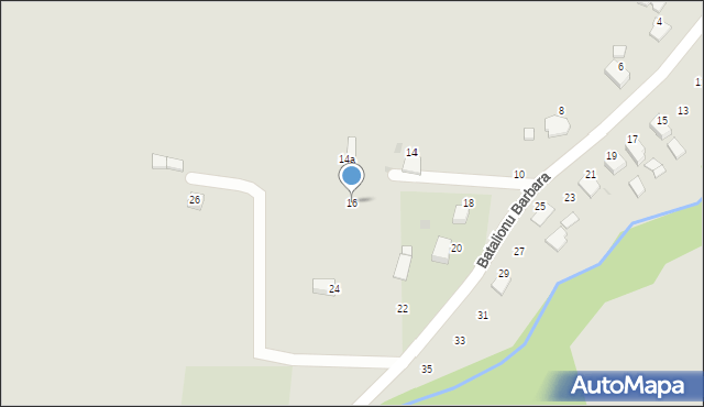 Ryglice, Batalionu Barbara, 16, mapa Ryglice