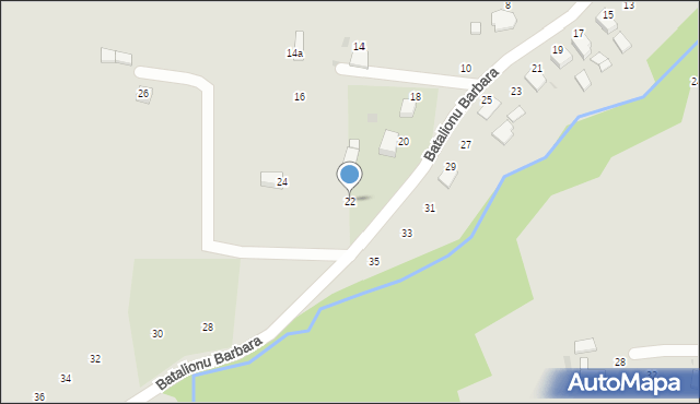 Ryglice, Batalionu Barbara, 22, mapa Ryglice