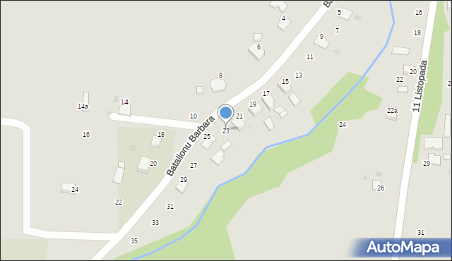 Ryglice, Batalionu Barbara, 23, mapa Ryglice