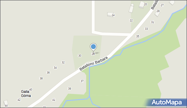 Ryglice, Batalionu Barbara, 28, mapa Ryglice