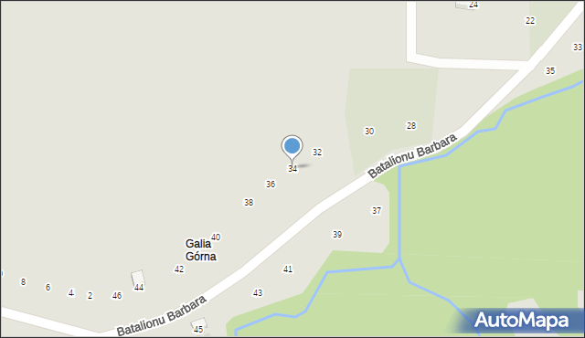 Ryglice, Batalionu Barbara, 34, mapa Ryglice