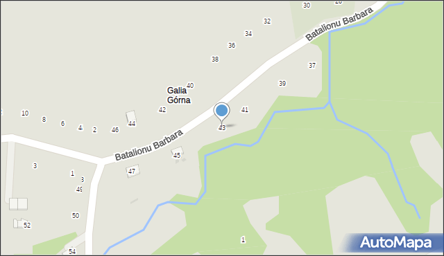 Ryglice, Batalionu Barbara, 43, mapa Ryglice