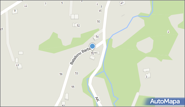 Ryglice, Batalionu Barbara, 51, mapa Ryglice