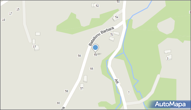 Ryglice, Batalionu Barbara, 53, mapa Ryglice