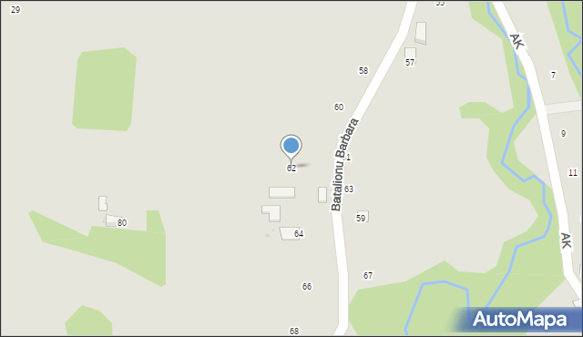 Ryglice, Batalionu Barbara, 62, mapa Ryglice