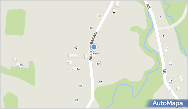 Ryglice, Batalionu Barbara, 63, mapa Ryglice