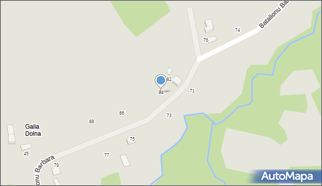 Ryglice, Batalionu Barbara, 84, mapa Ryglice