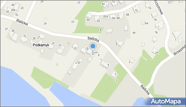 Rząska, Balicka, 11, mapa Rząska