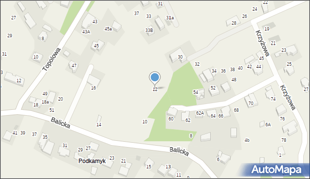 Rząska, Balicka, 12, mapa Rząska