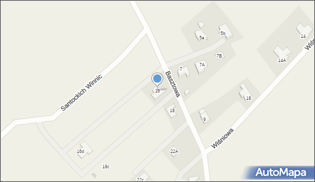 Santok, Basztowa, 16, mapa Santok