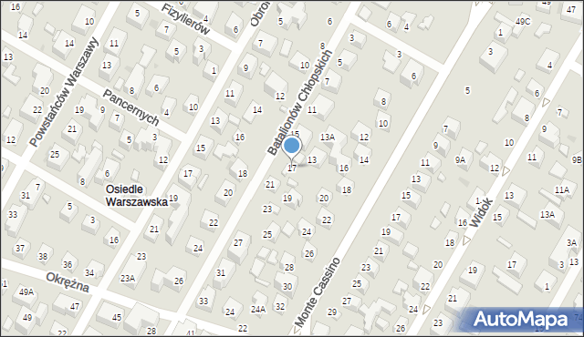 Siedlce, Batalionów Chłopskich, 17, mapa Siedlce