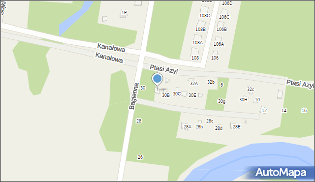 Skrzeszew, Bagienna, 30a, mapa Skrzeszew