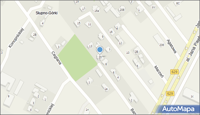 Słupno, Barwna, 10, mapa Słupno