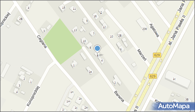 Słupno, Barwna, 6, mapa Słupno