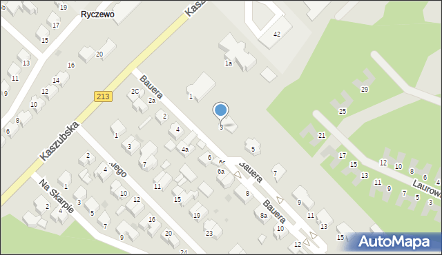 Słupsk, Bauera Jana, 3, mapa Słupska