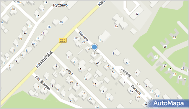 Słupsk, Bauera Jana, 4, mapa Słupska