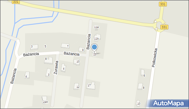 Sobin, Bażancia, 13, mapa Sobin