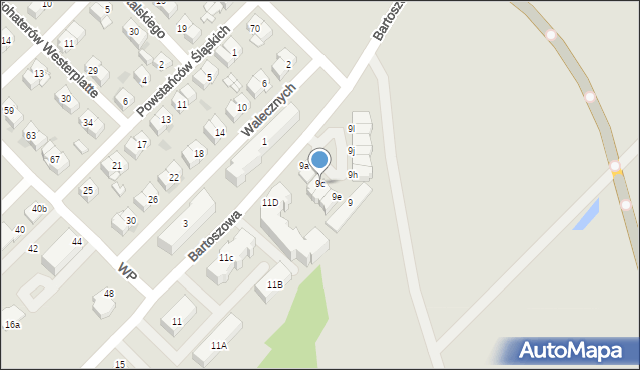 Sokołów Podlaski, Bartoszowa, 9c, mapa Sokołów Podlaski