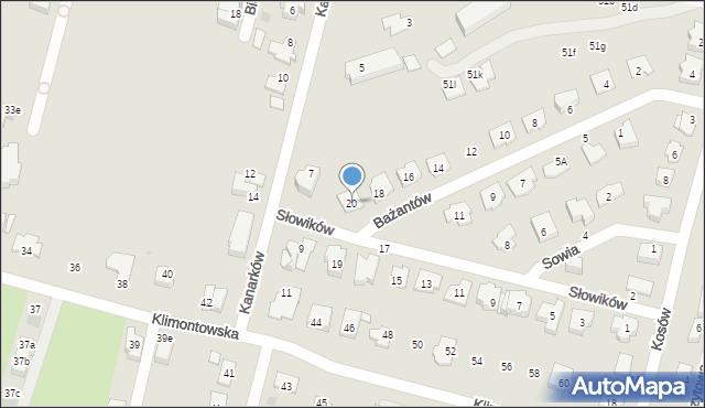 Sosnowiec, Bażantów, 20, mapa Sosnowca