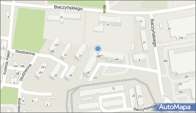 Sosnowiec, Baczyńskiego Krzysztofa Kamila, 14B, mapa Sosnowca