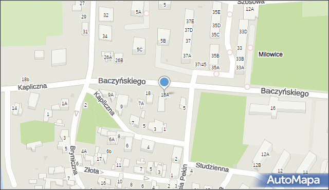 Sosnowiec, Baczyńskiego Krzysztofa Kamila, 18A, mapa Sosnowca